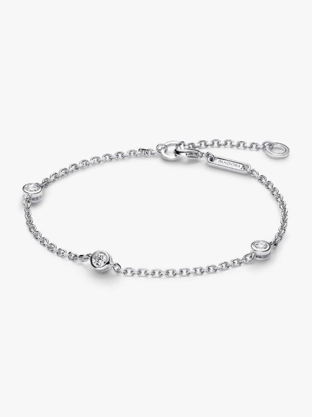 Pandora Era Bezel Sterling Silver Lab-grown Diamond Station Chain Bracelet